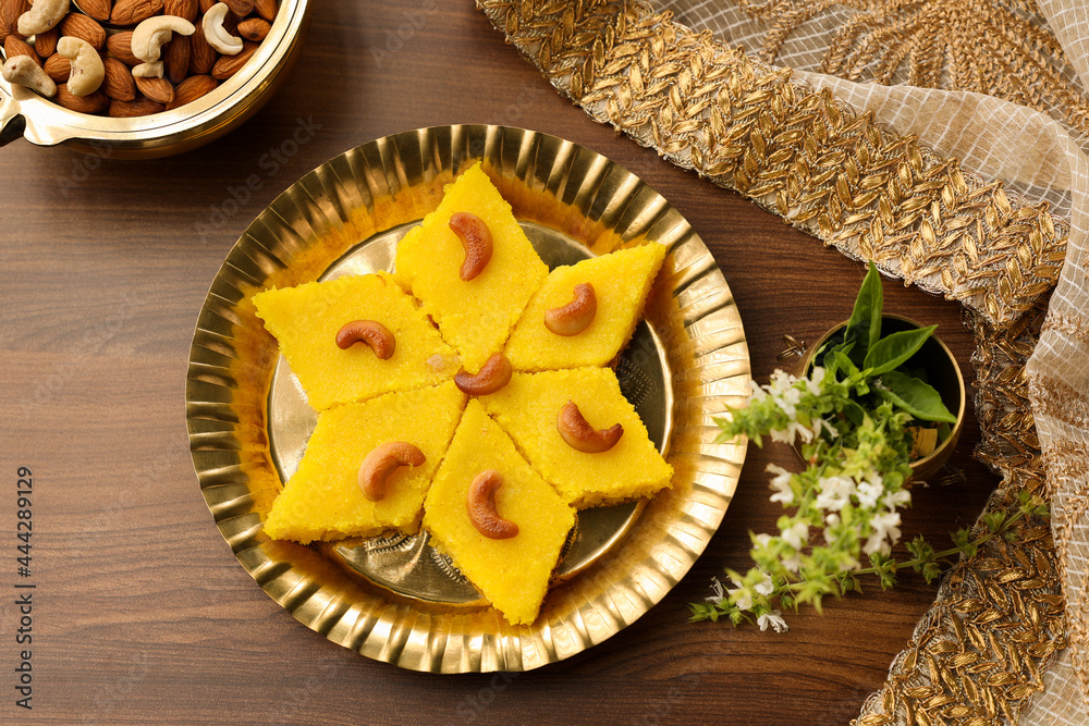 Rava kesari , Kesari bath , sheera or suji halwa Indian sweet food