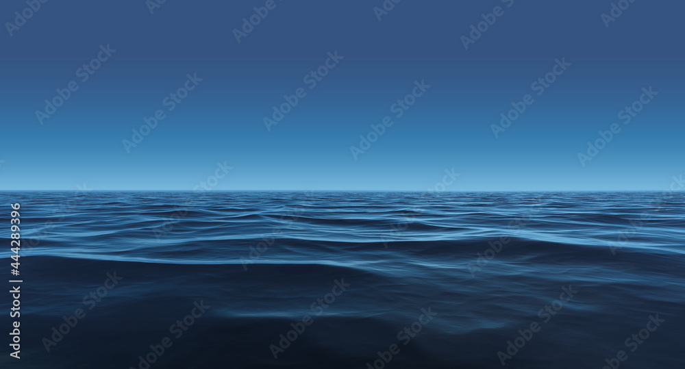 Obraz premium calm deep sea water fading into light horizon if gradient bondi blue and dark cerulean cloudless