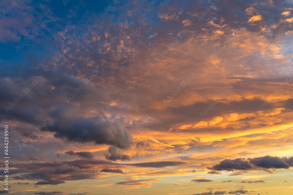 colorful abstract cloud background at mediterranean sunset