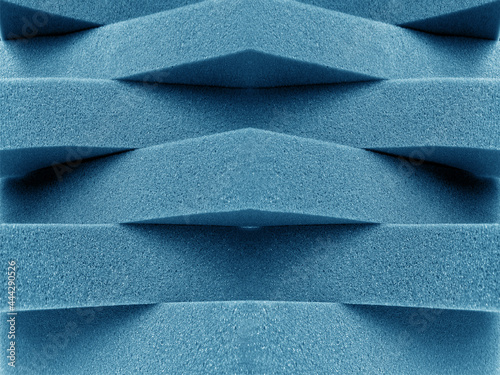 blue foam material arranged transversely. overlapping pile photo