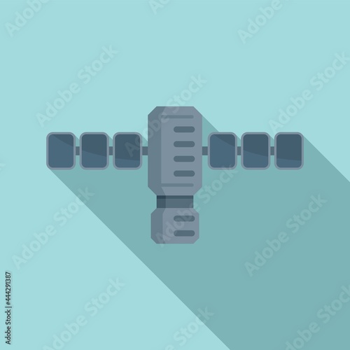 Energy space station icon flat vector. Nasa rocket base