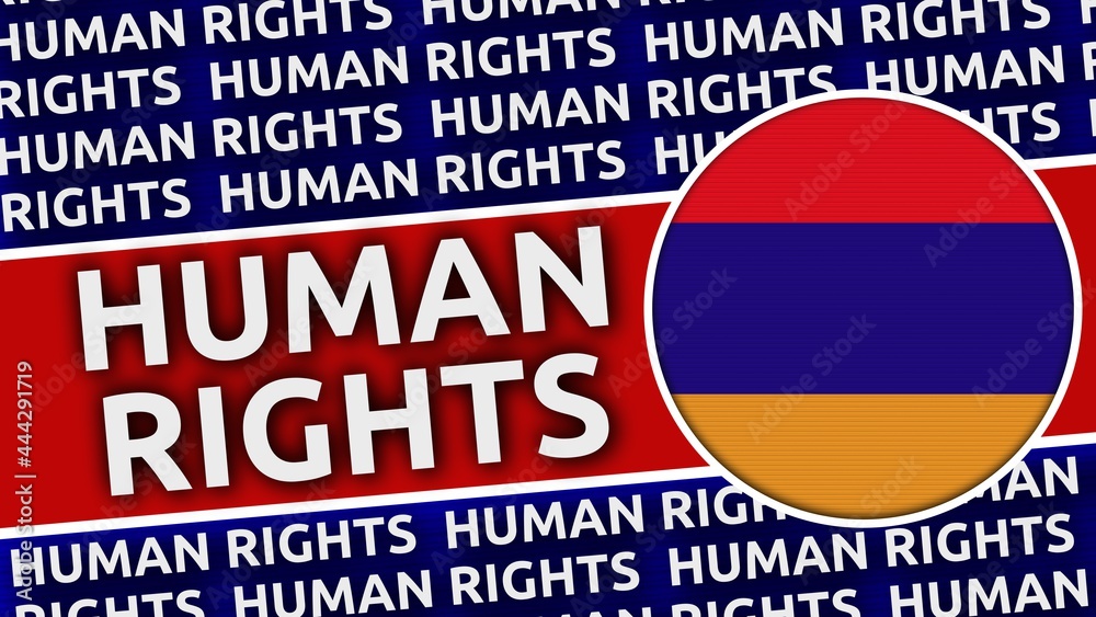 Armenia Circular Flag with Human Rights Titles - 3D Illustration Armenia Circular Flag with Human Rights Titles - 3D Illustration