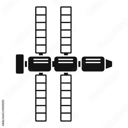 Space station exploration icon simple vector. Mars international ship