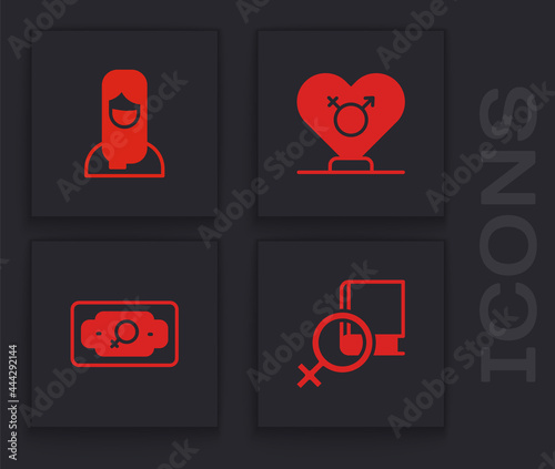 Set Book about women, Muslim woman in hijab, Gender and Money growth icon. Vector