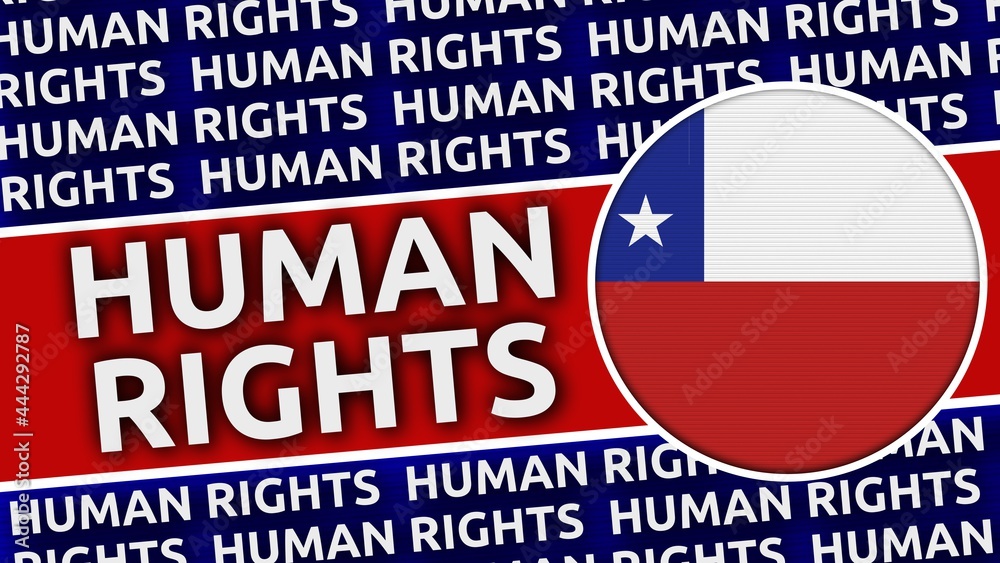 Chile Circular Flag with Human Rights Titles - 3D Illustration Chile Circular Flag with Human Rights Titles - 3D Illustration