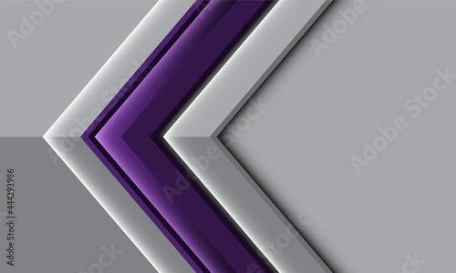 Abstract purple glossy grey metallic arrow direction with blank space design modern futuristic background vector illustration.