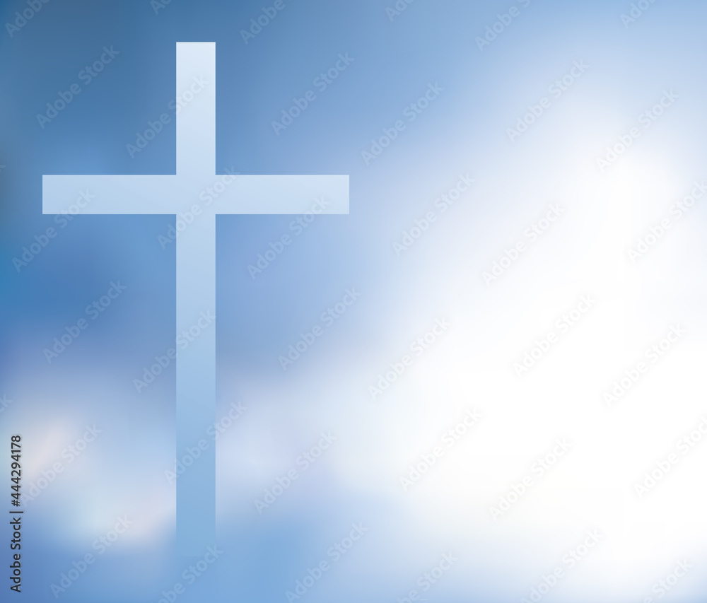 Cross on the sky backdrop. Vector drawing