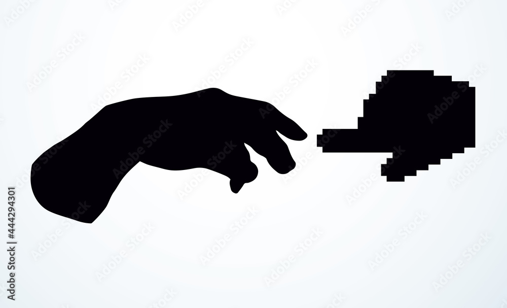 Obraz premium Hands of the creation of Adam. Vector drawing