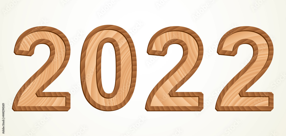 Vector wooden New Year numbers isolated on white background Vector wooden New Year numbers isolated on white background