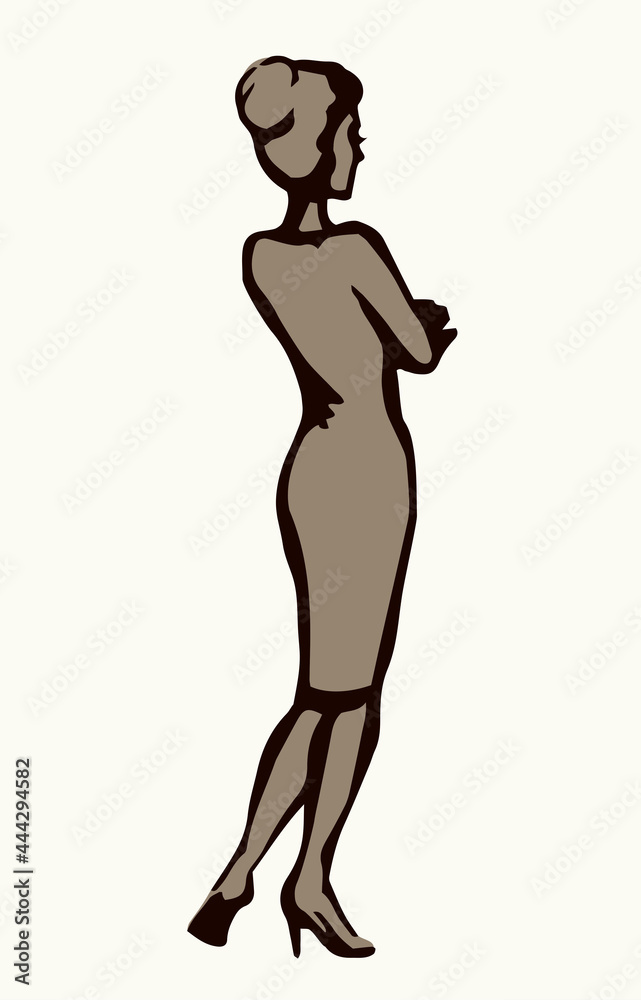 Pretty woman. Vector drawing sketch Pretty woman. Vector drawing sketch