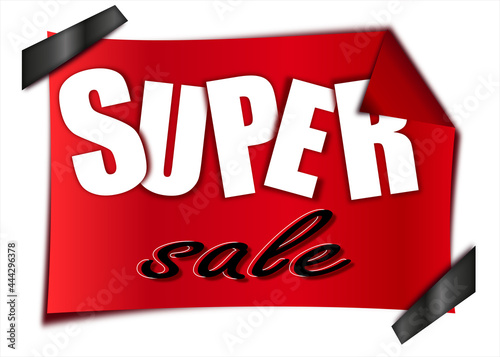 Super sale sticker, icon. Sup sale banner. Red super sale element.