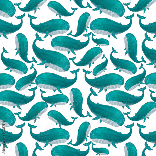 Marker blue green whale random pattern