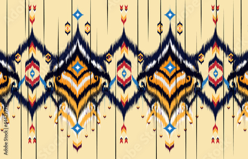Ikat geometric folklore ornament. Tribal ethnic vector texture. 
Seamless striped pattern in Aztec style. Figure tribal embroidery. 
Indian, Scandinavian, Gypsy, Mexican, folk pattern.