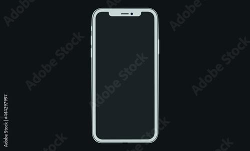 Smartphone with a blank screen lying on a flat surface. High Resolution Vector illustration of responsive web design ,app, template site,The shape of a modern mobile phone Designed New black frameless