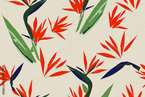 Tropical leaves. Dots.Exotic summer pattern. Creative seamless background. Fashion template for design, clothing, textiles, cards, wallpaper