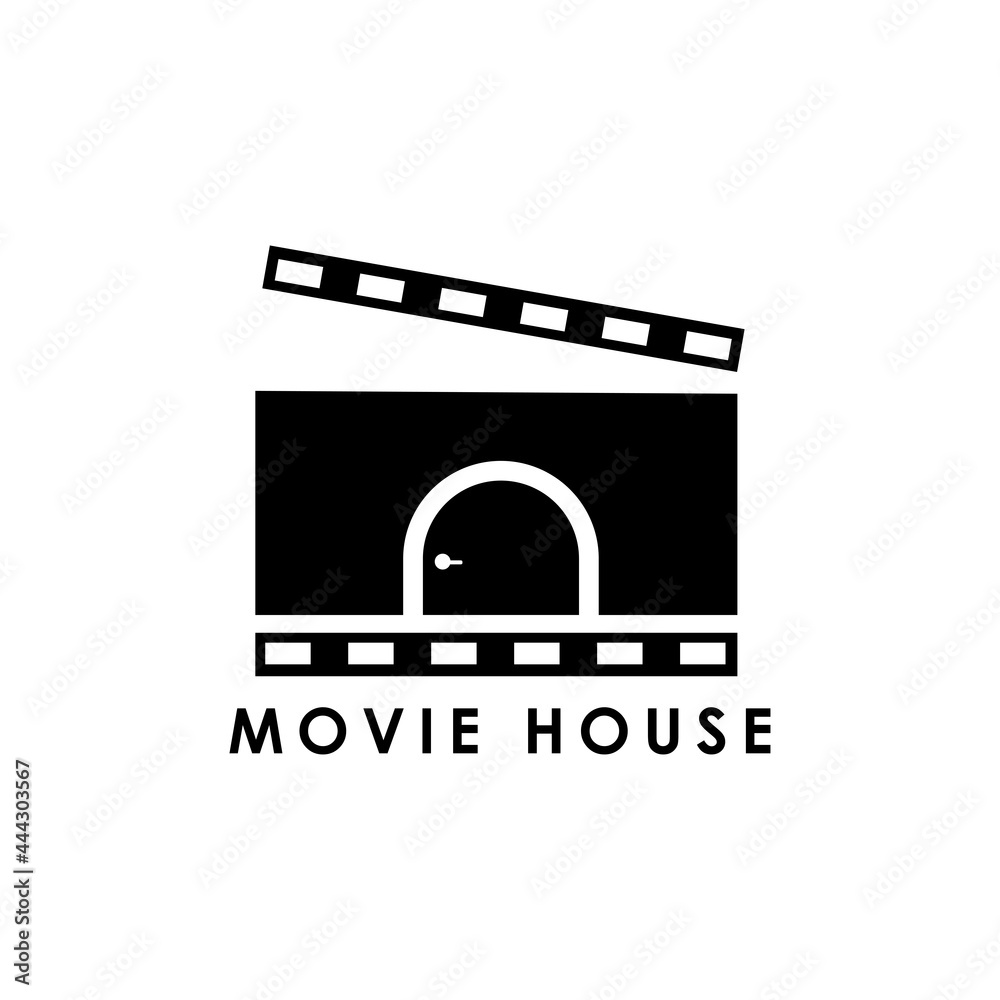 movie house logo with a combination of doors as a symbol of the house. movie house logo with a combination of doors as a symbol of the house.