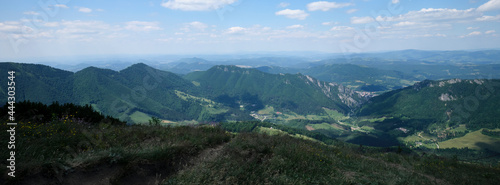 Panoramic view of Mal   Fatra and Terchova village from Chleb mountain  Slovakia