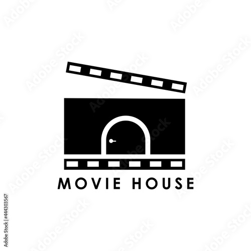 movie house logo with a combination of doors as a symbol of the house.