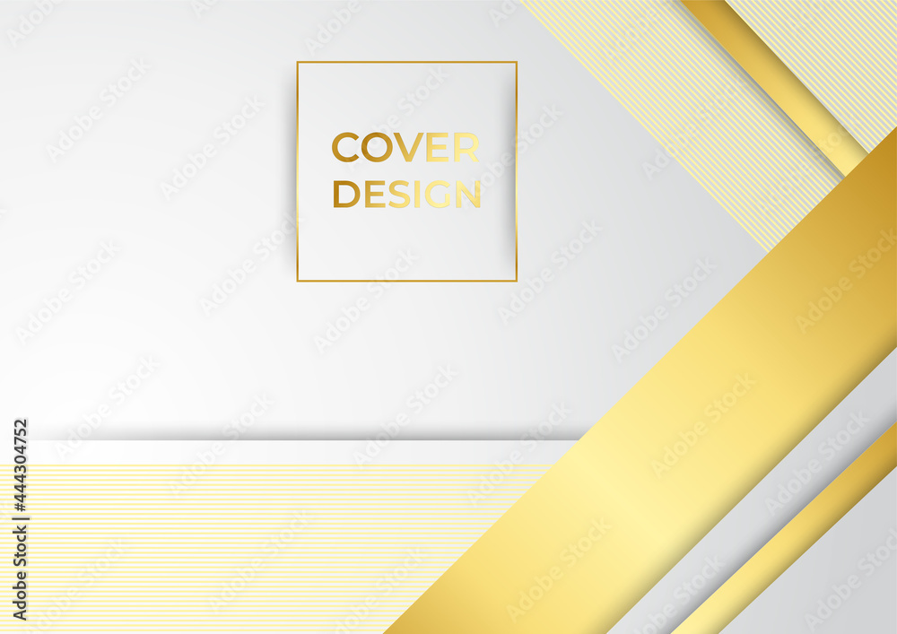 Obraz premium Abstract white background with gold line. Abstract grey and gold background poster with dynamic waves. technology network Vector illustration. White gold presentation background