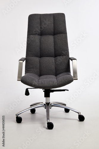 
Stainless Steel Armrest Executive Chair White Background Isolated Front