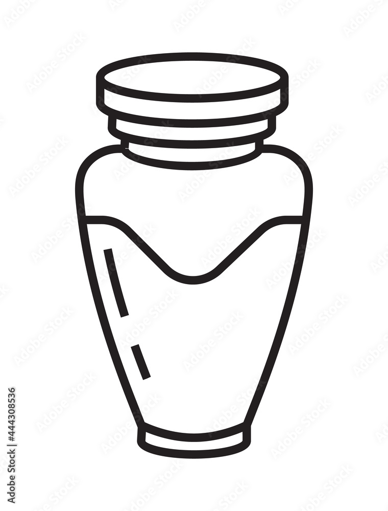 Funeral urn icon vector in a thin line style. Tombstone, crypt sign.