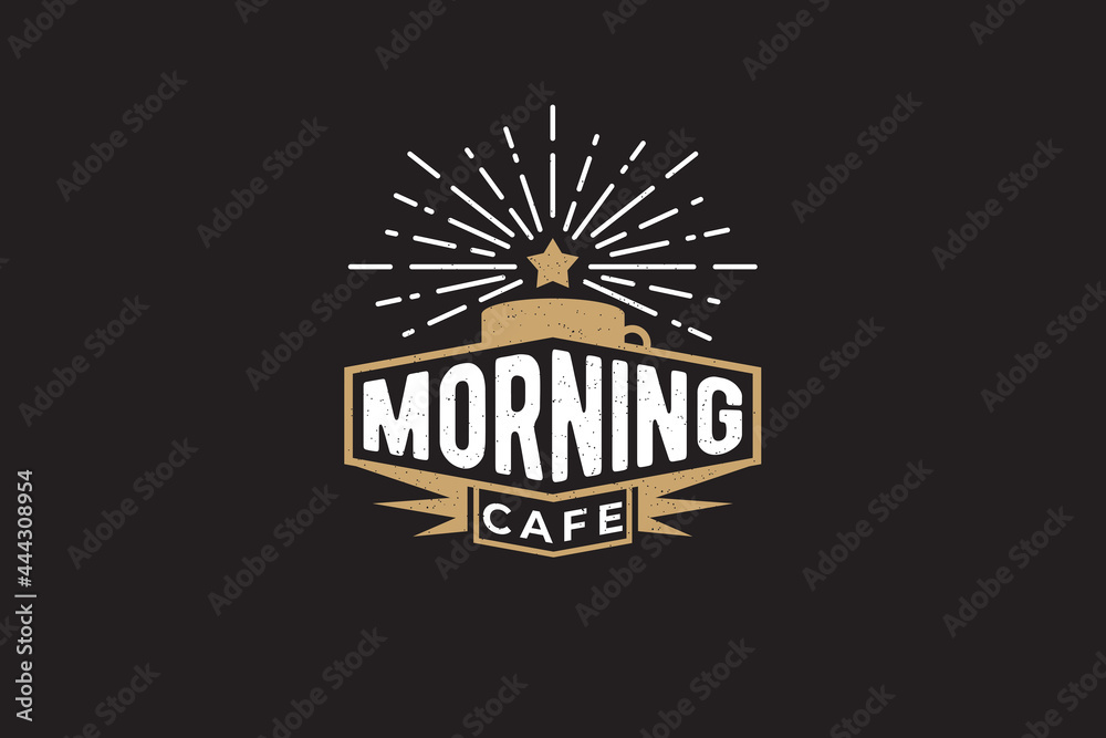 Morning Cafe logo vector graphics with a cup of coffee and rising star for any business, especially for cafe, coffee shop, restaurant, etc. Morning Cafe logo vector graphics with a cup of coffee and rising star for any business, especially for cafe, coffee shop, restaurant, etc.