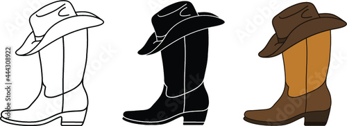 Cowboy Boot with Hat Clipart Set