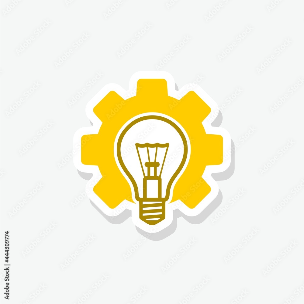 Light bulb and gear icon isolated on gray background Light bulb and gear icon isolated on gray background