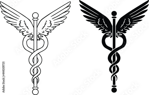 Caduceus medical Symbol Outline & Silhouette Clipart