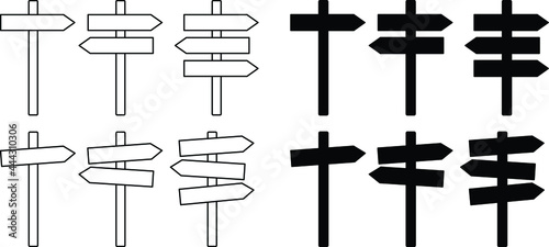 Crossroads Sign Blank Clipart Set - Vector Drawing