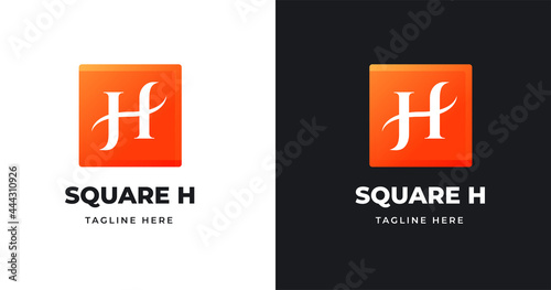 Letter H logo design template with square shape style