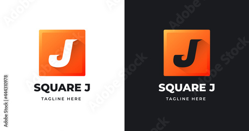 Letter J logo design template with square shape style