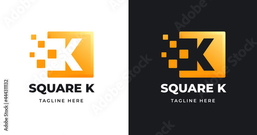 Letter K logo design template with square shape style