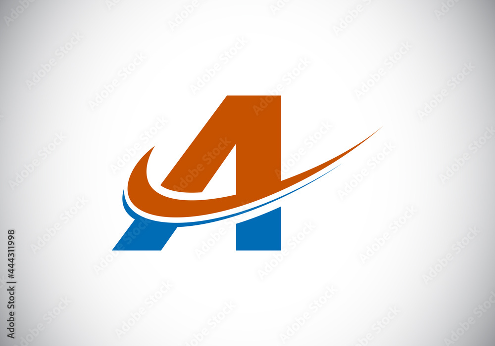 Initial letter A with swoosh, red and blue logo template. Modern vector logotype for business and company identity. Initial letter A with swoosh, red and blue logo template. Modern vector logotype for business and company identity.