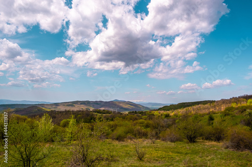 Mountain view , road and a sign
