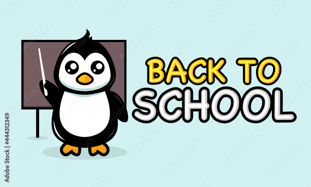 Cute penguin in back to school banner design Cute penguin in back to school banner design
