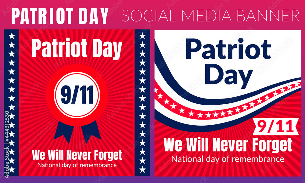 Naklejka premium USA Patriot Day illustration. patriotic template for greeting card, flyer, poster, banner. American flag, candle, holiday message. We will never forget the Victims of 9.11 Terrorist Attacks.