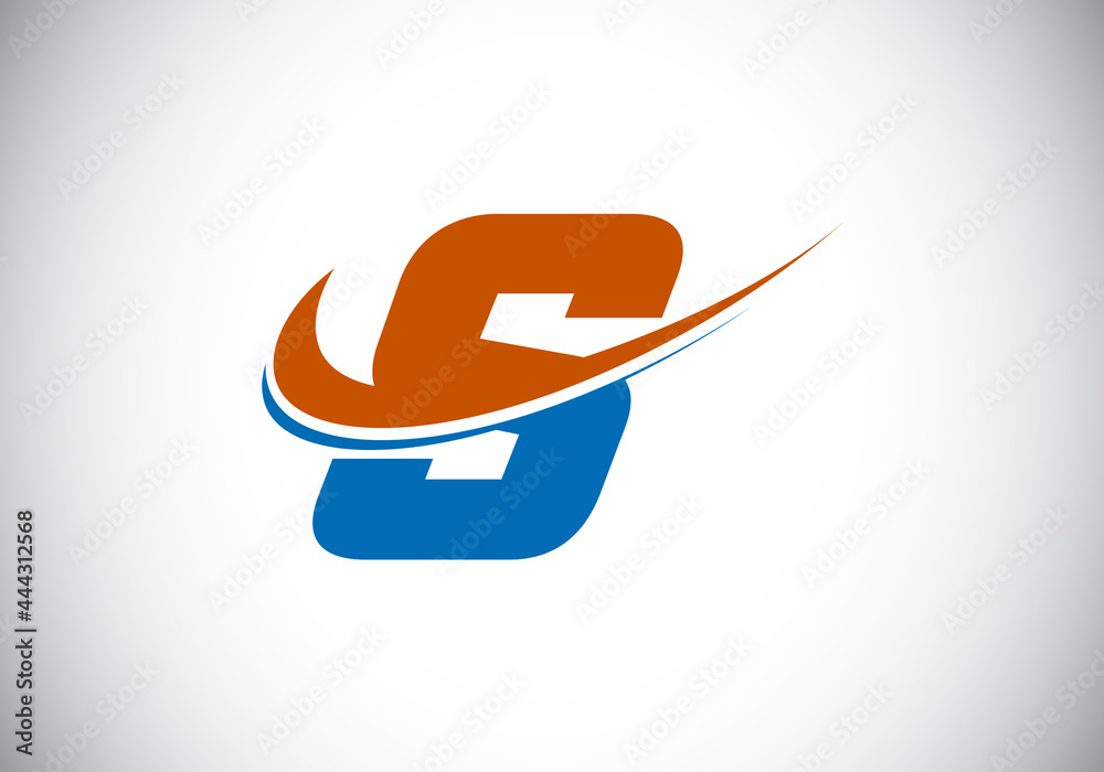 Initial letter S with swoosh, red and blue logo template. Modern vector logotype for business and company identity. Initial letter S with swoosh, red and blue logo template. Modern vector logotype for business and company identity.