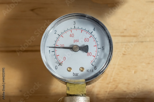 pressure gauge with two scales close-up