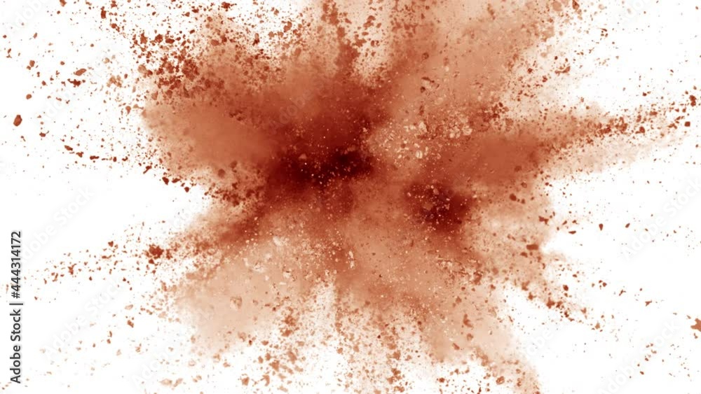 Super Slow Motion Shot of Brown Powder Explosion Isolated on White Background at 1000fps.