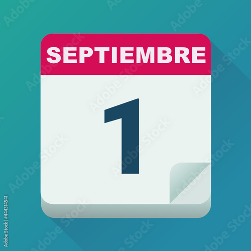Calendario del 1 de septiembre (diseño plano)