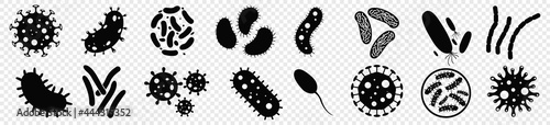 bacteria icon set, Virus, Colony of Bacteria, microbiology sign, vector illustration