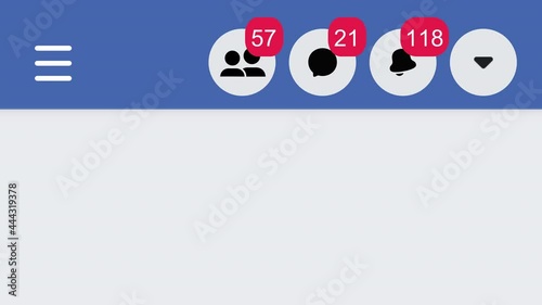 New incoming notification messages, friends, connection alert icon on empty page in application. Digital number counter. Social media platform. Popular post. Inbox
