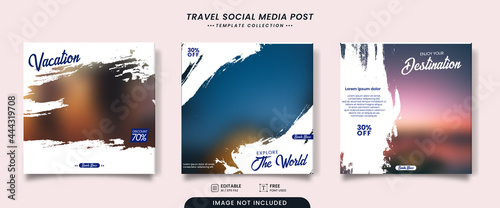 Editable template post for social media. Template for Instagram post, Facebook post, for corporate, company, tour tourism, advertisement, and business promotion. Vector illustration with photo college photo