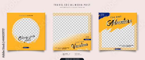 Editable template post for social media. Template for Instagram post, Facebook post, for corporate, company, tour tourism, advertisement, and business promotion. Vector illustration with photo college