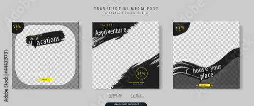 Editable template post for social media. Template for Instagram post, Facebook post, for corporate, company, tour tourism, advertisement, and business promotion. Vector illustration with photo college photo