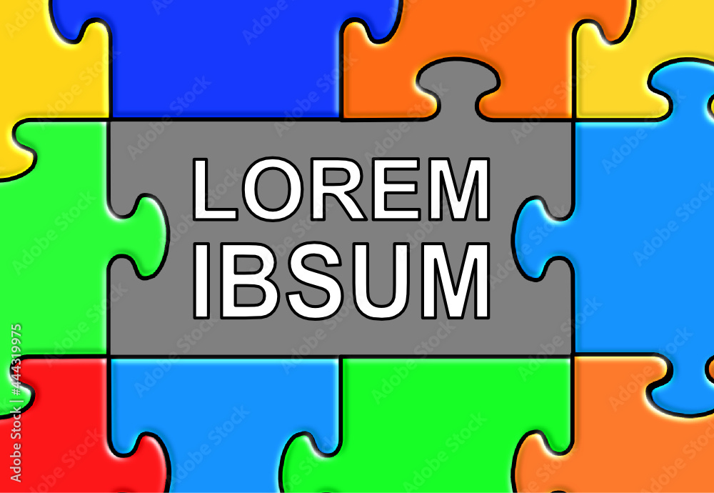 Fototapeta premium Werbefläche mit Rahmen aus bunten Puzzleteilen