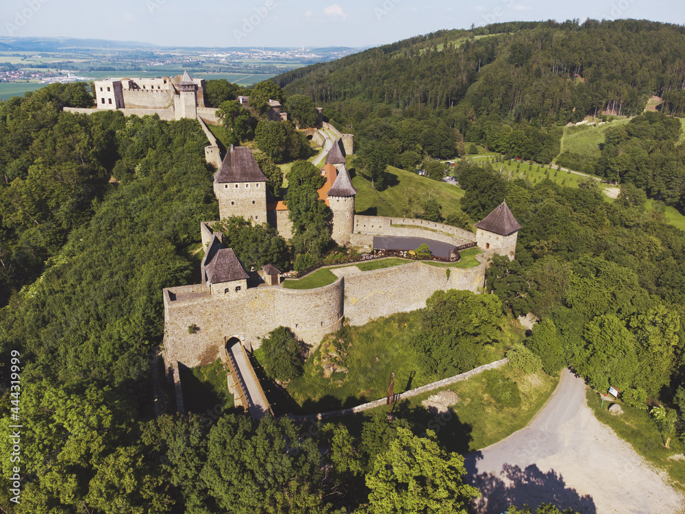 Aerial photo of old castle after renewal