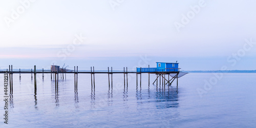 Hut of fishermen in blue sunset photo