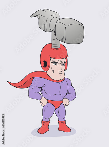 Worker man with hummer in head